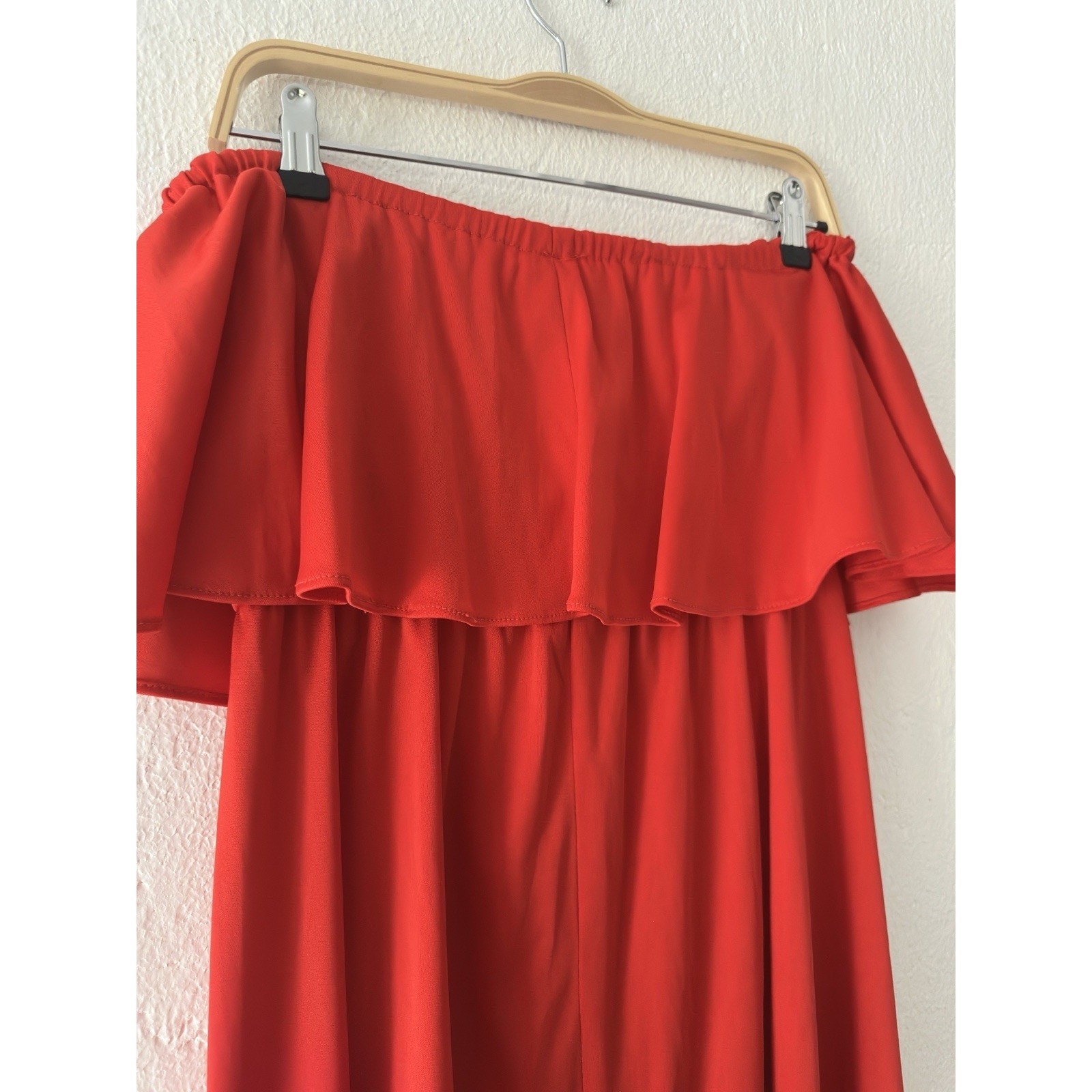 Vintage 1970s/1980s Red Tube Top Midi Ruffle Wrap Dress - Size 7/8 — image 8 of 8